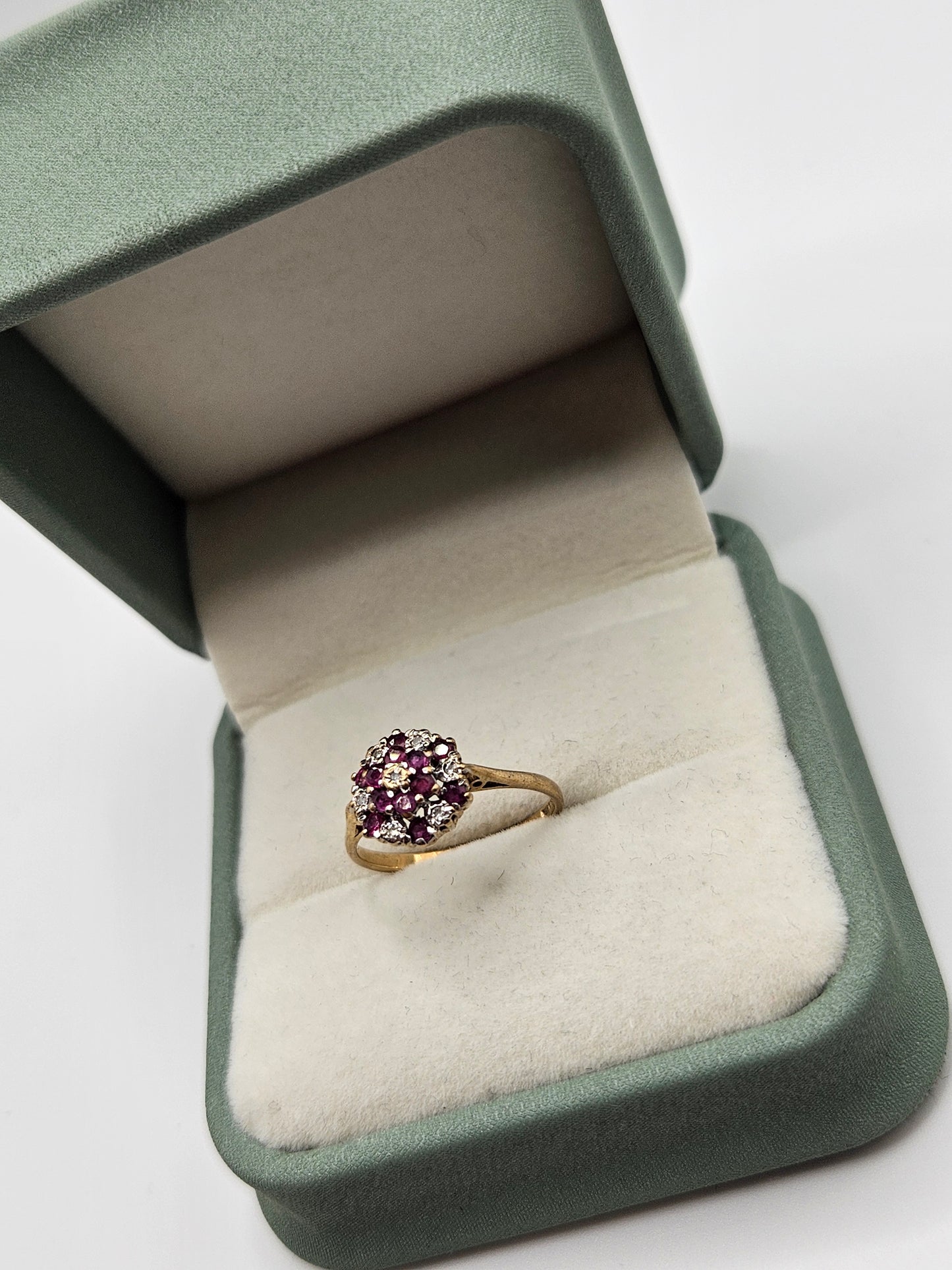 9ct gold ruby and diamond ring