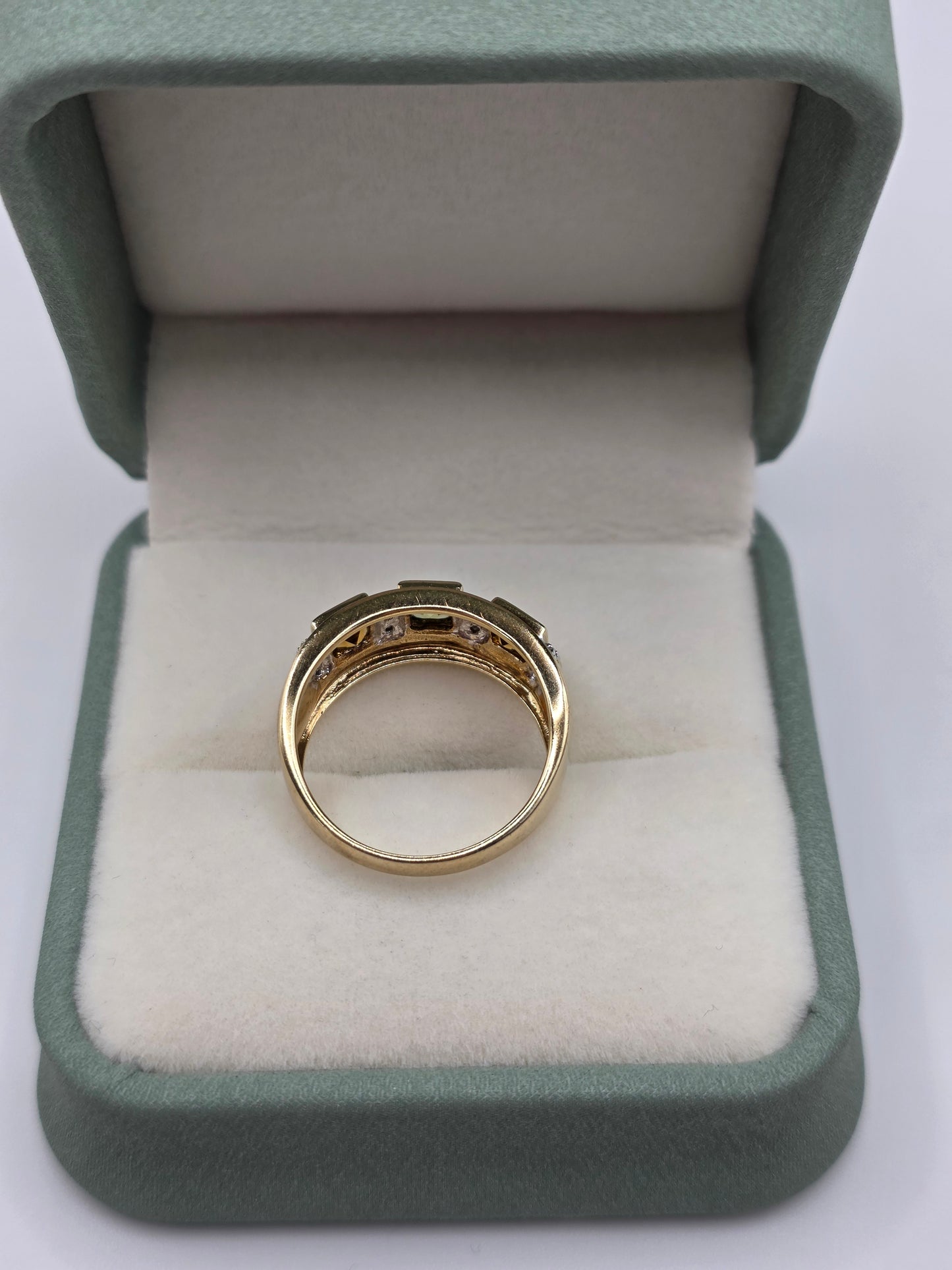9ct gold peridot, citrine and diamond ring