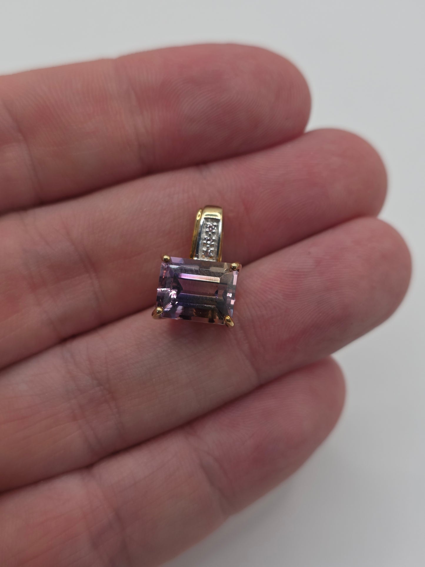 9ct gold ametrine diamond pendant