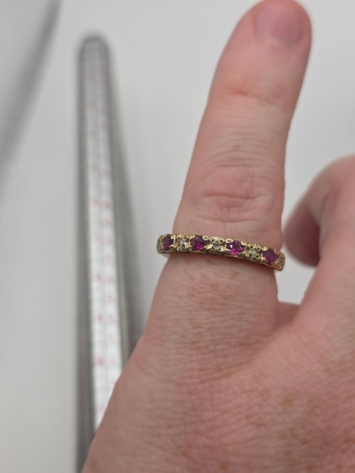 9ct gold ruby and diamond ring