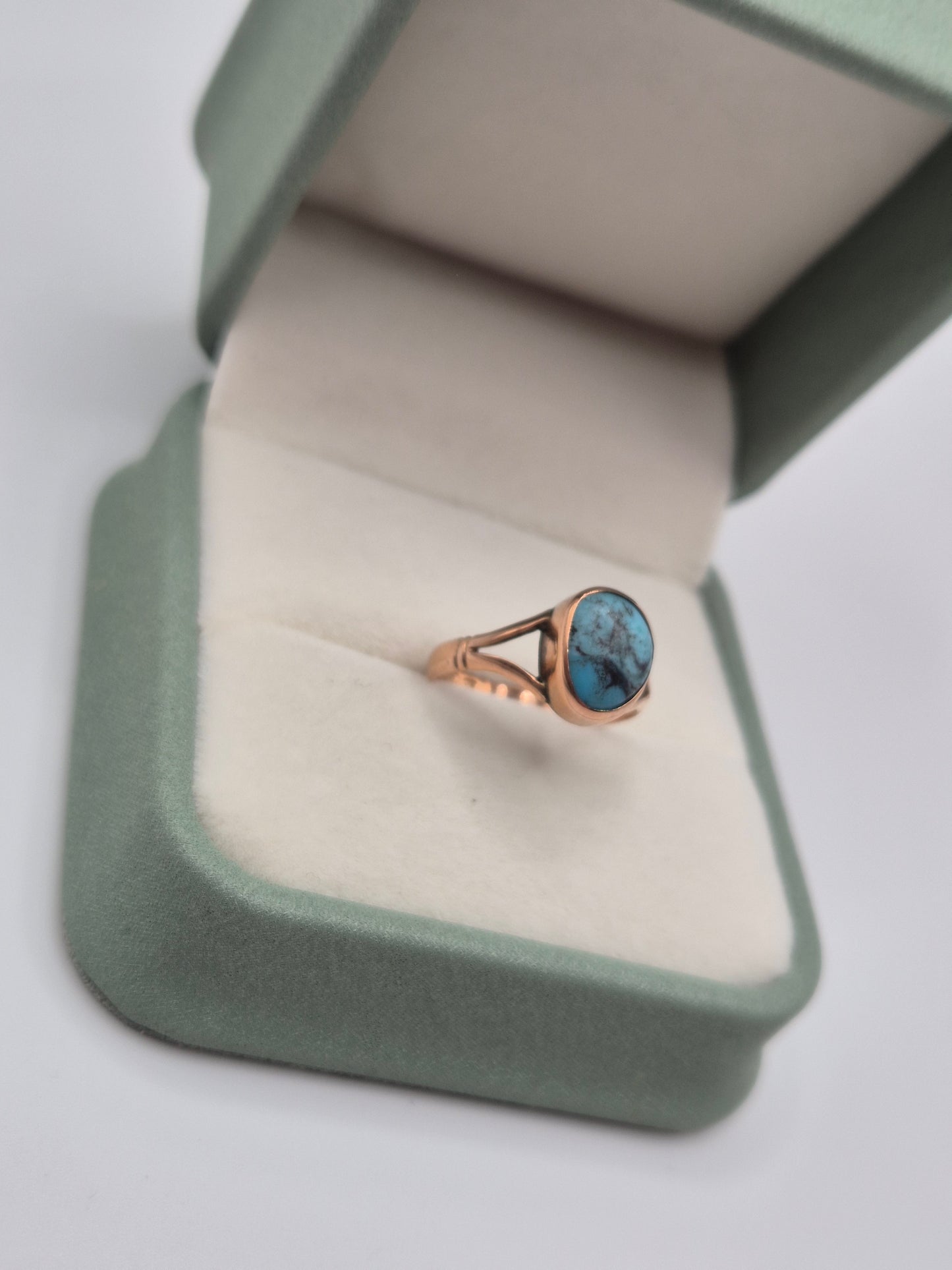 9ct rose gold turquoise ring