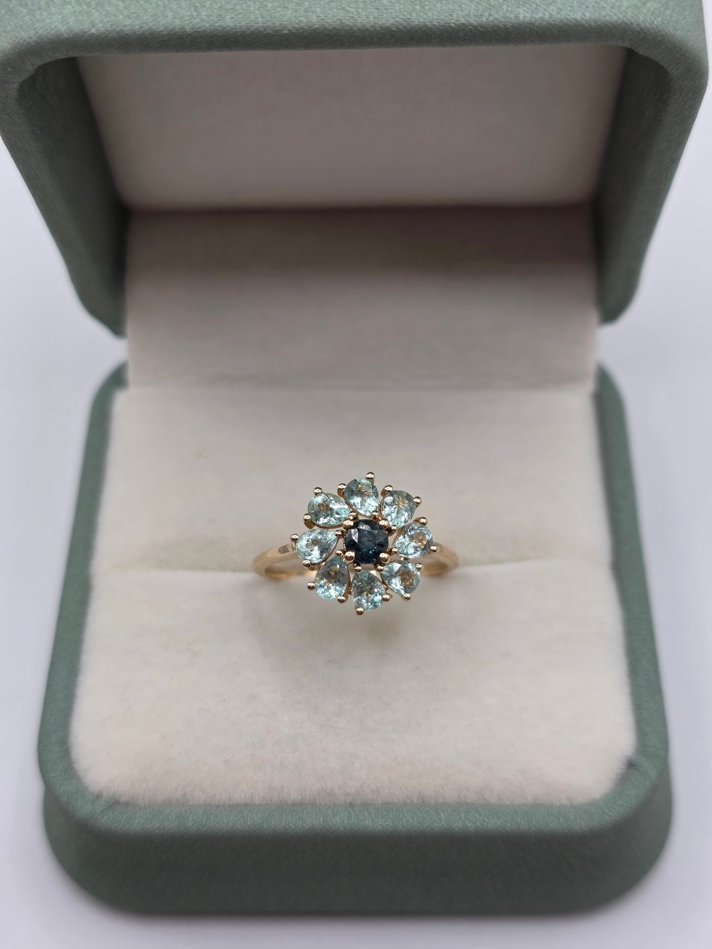9ct gold sapphire and tourmaline ring
