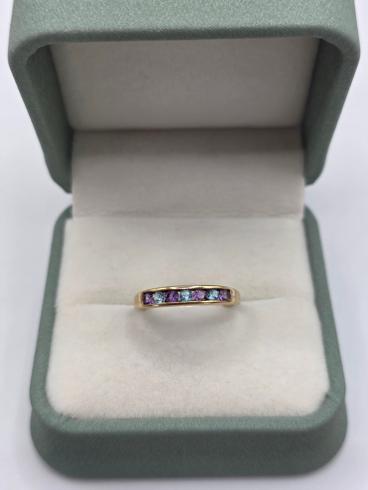 9ct gold amethyst and topaz ring
