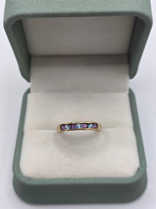 9ct gold amethyst and topaz ring