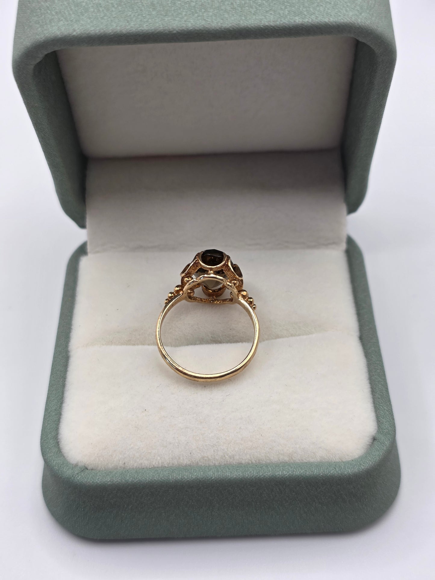 9ct rose gold smokey quartz ring