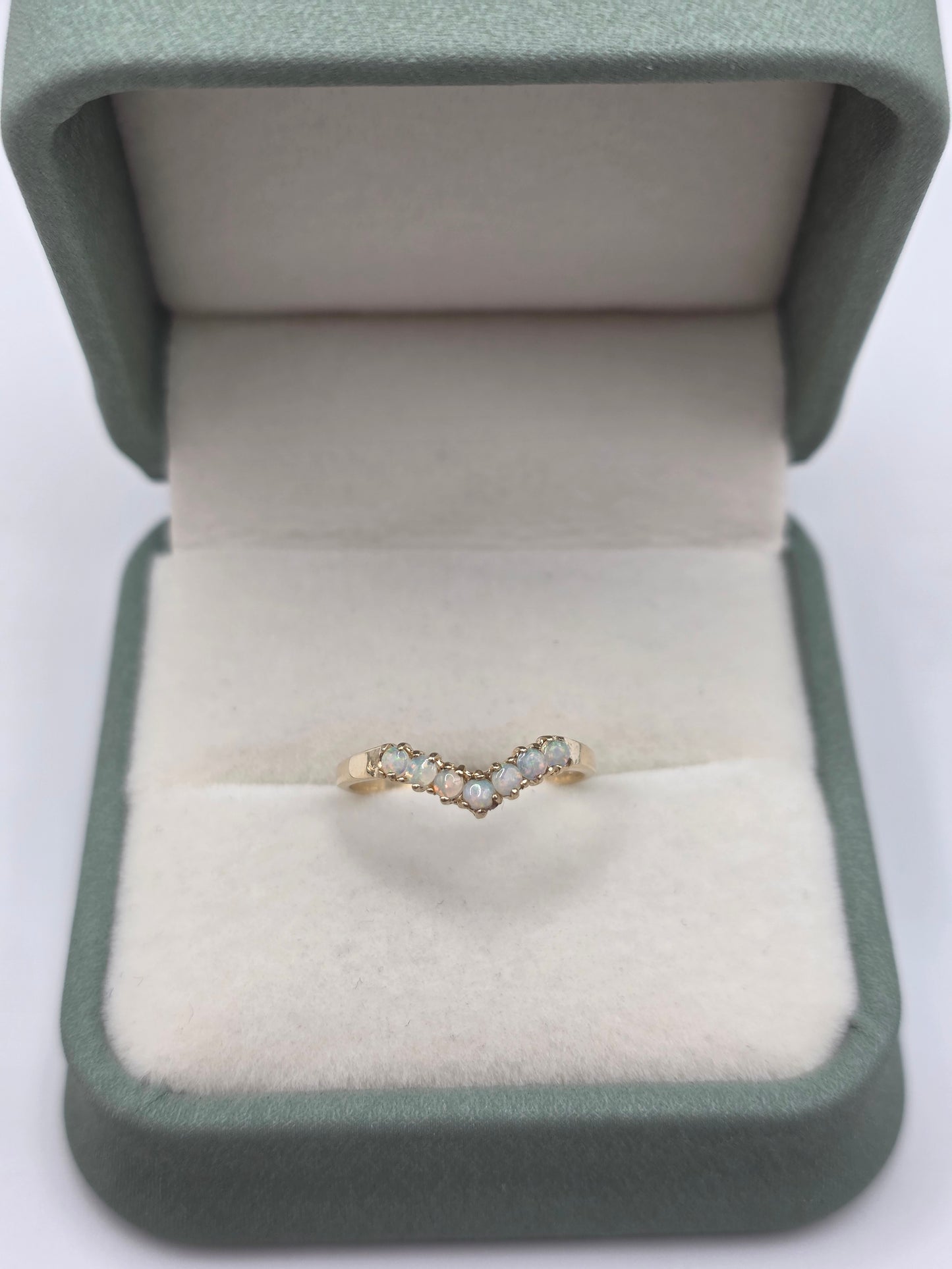 9ct gold opal wishbone ring