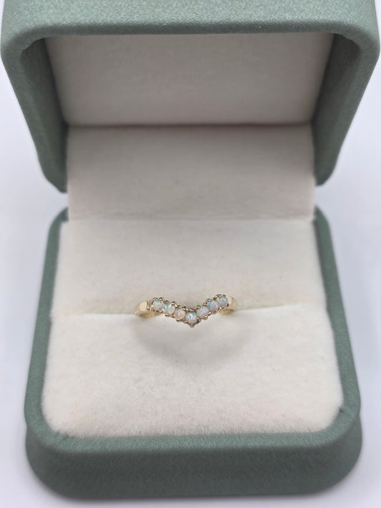 9ct gold opal wishbone ring