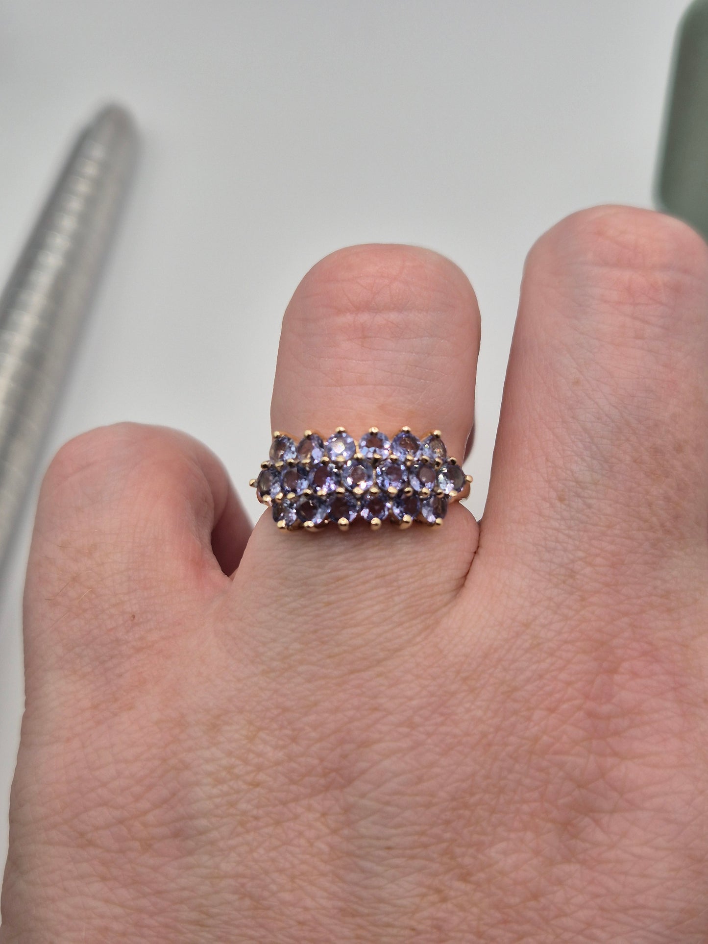 9ct gold tanzanite cluster ring