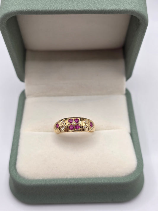 9ct gold ruby and diamond ring