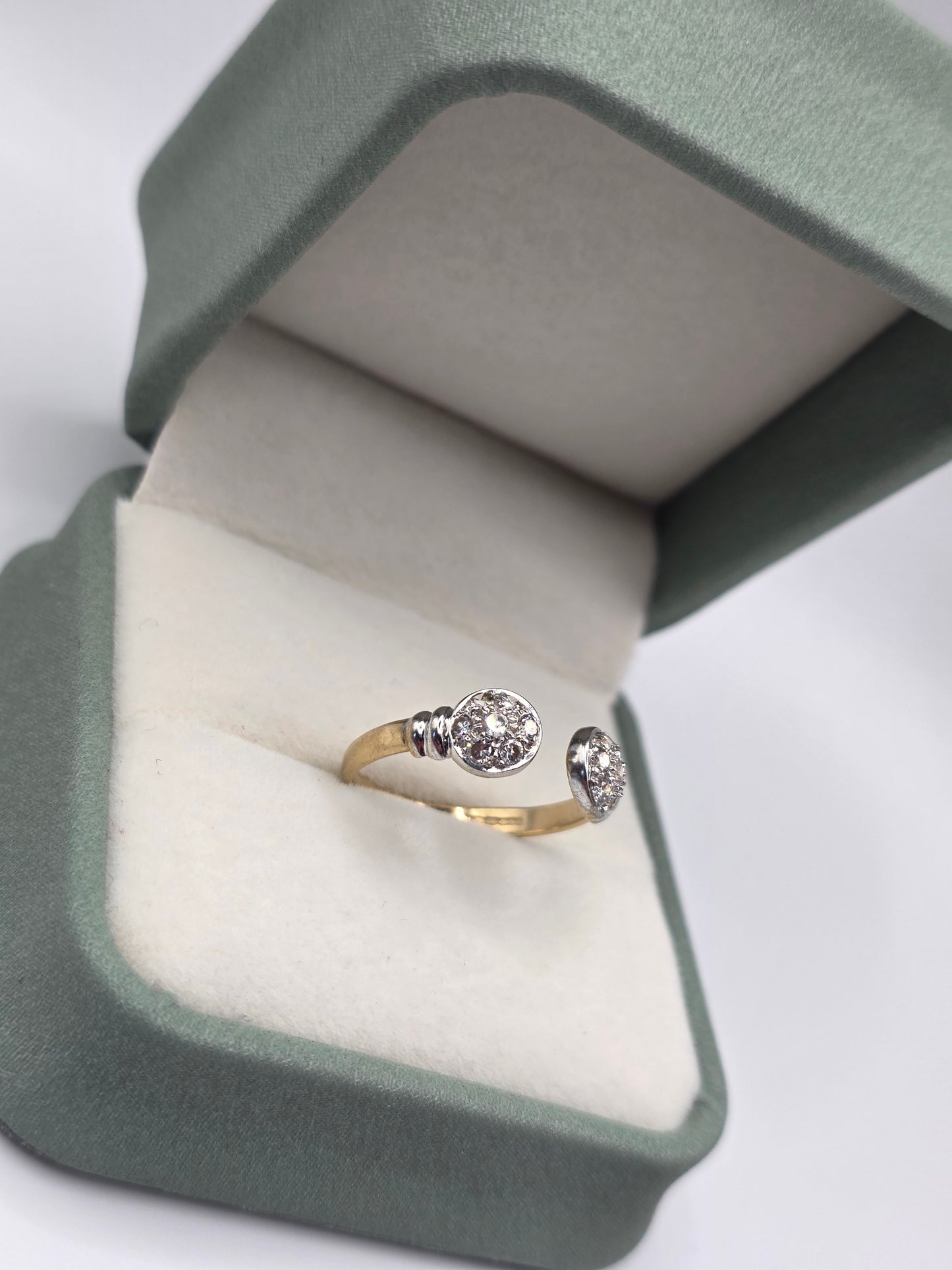 9ct two tone gold cz torque ring