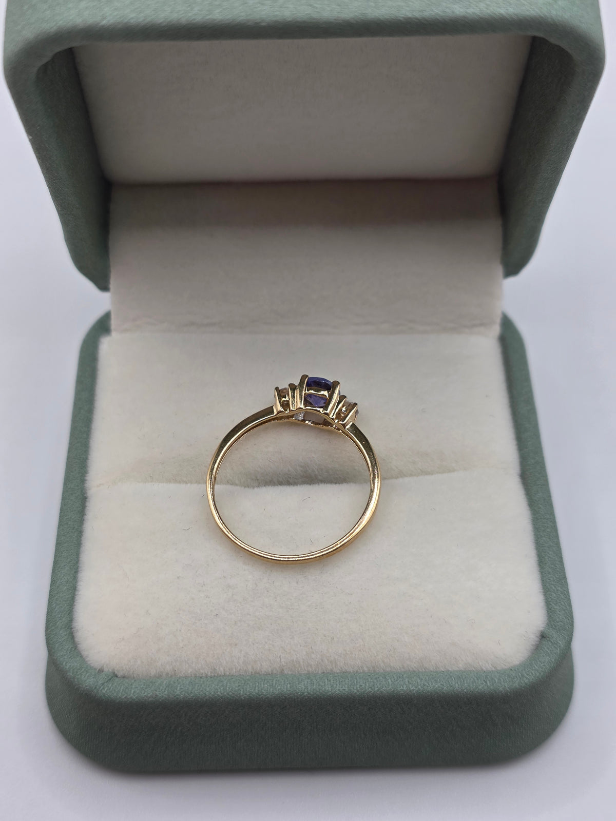 9ct gold tanzanite and white topaz ring