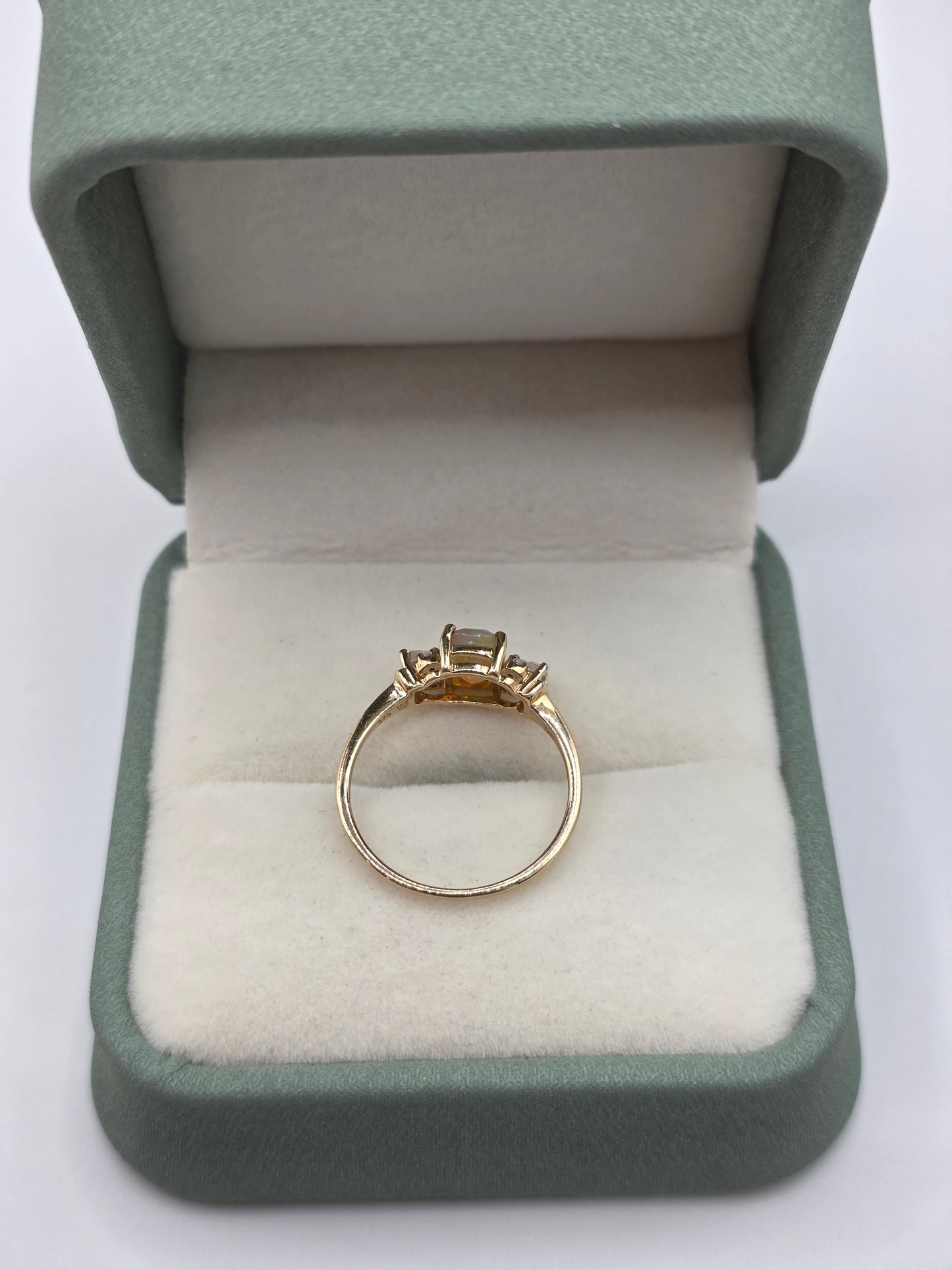 9ct gold opal and zircon ring