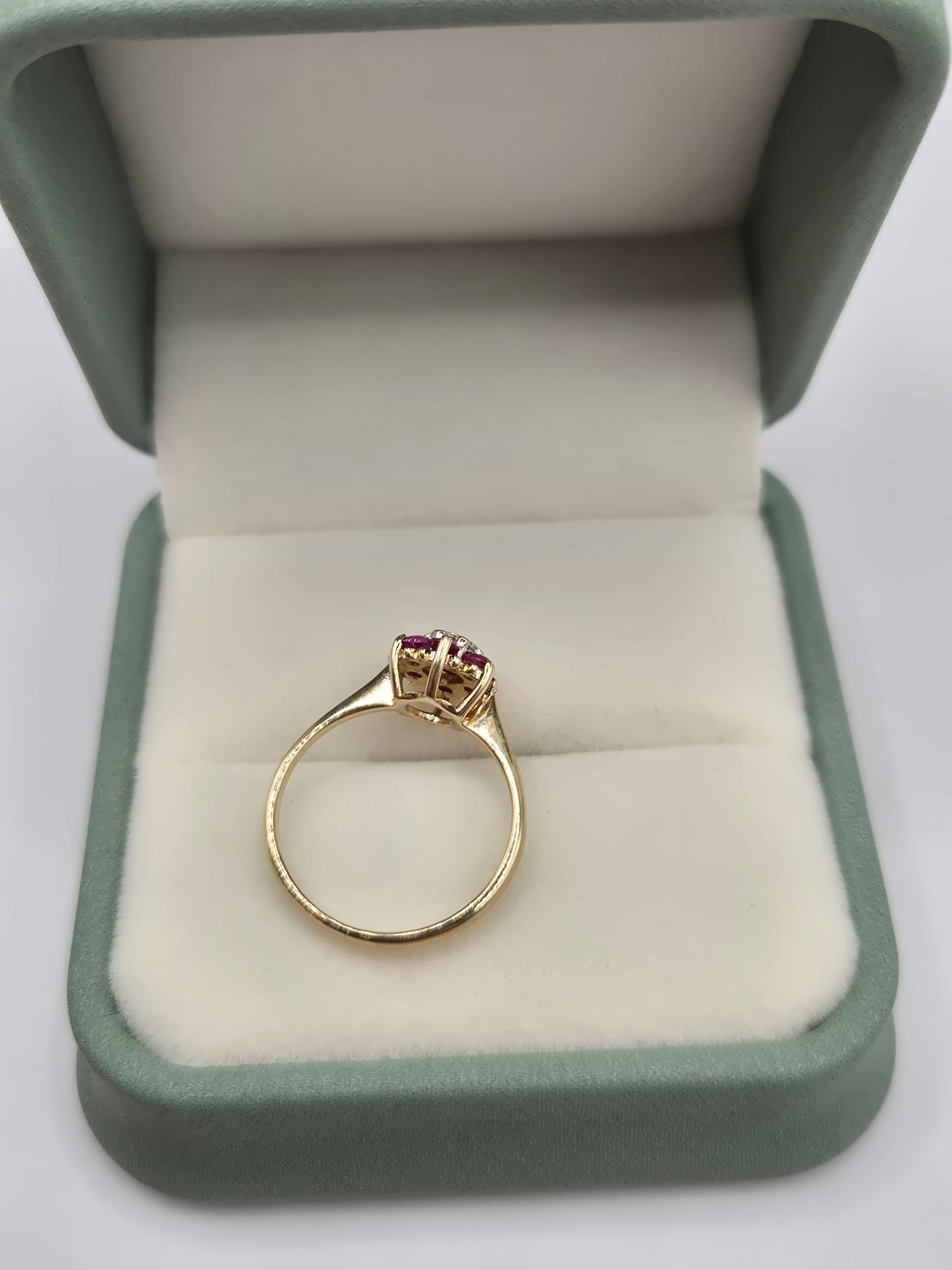 9ct gold ruby and diamond ring