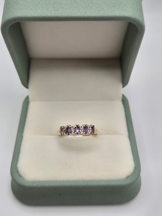 9ct gold amethyst and diamond ring