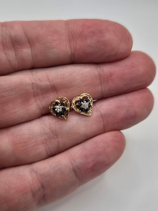 9ct gold sapphire and diamond earrings