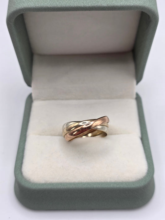 9ct tri gold russian band ring