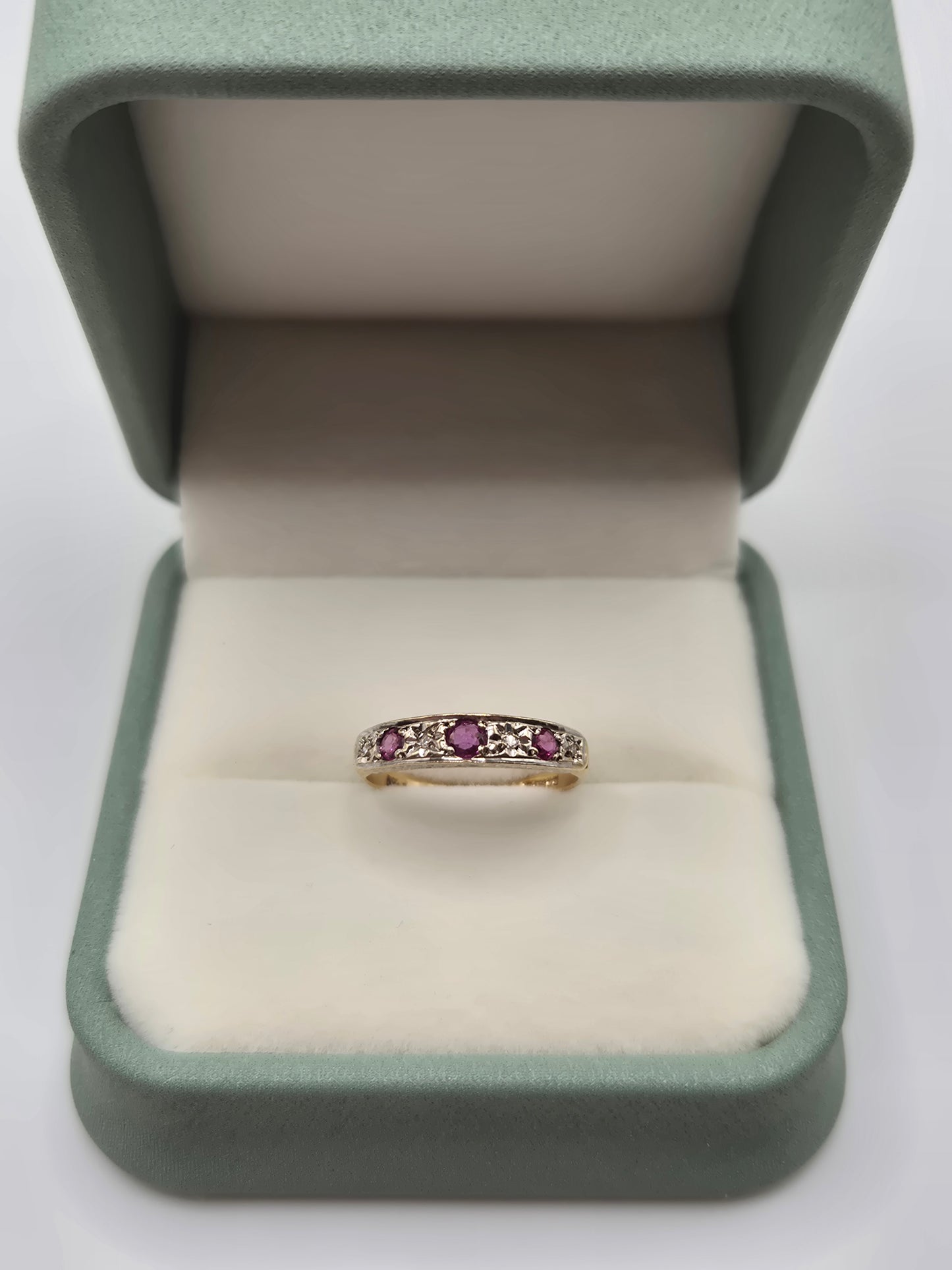 9ct gold ruby and diamond ring