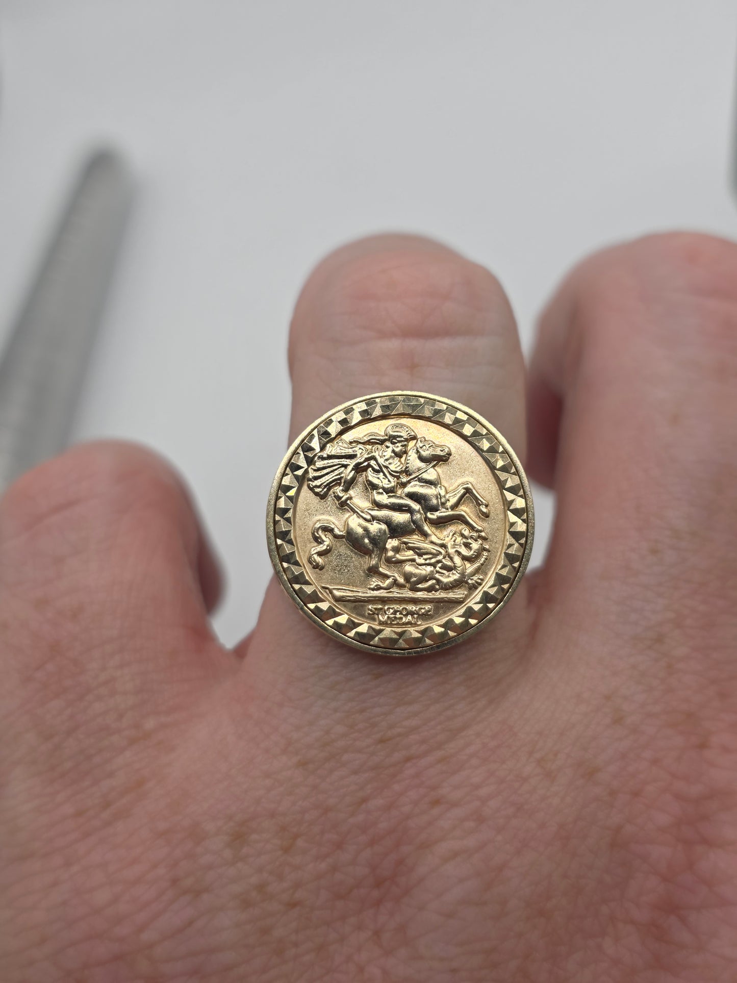 9ct gold st george ring