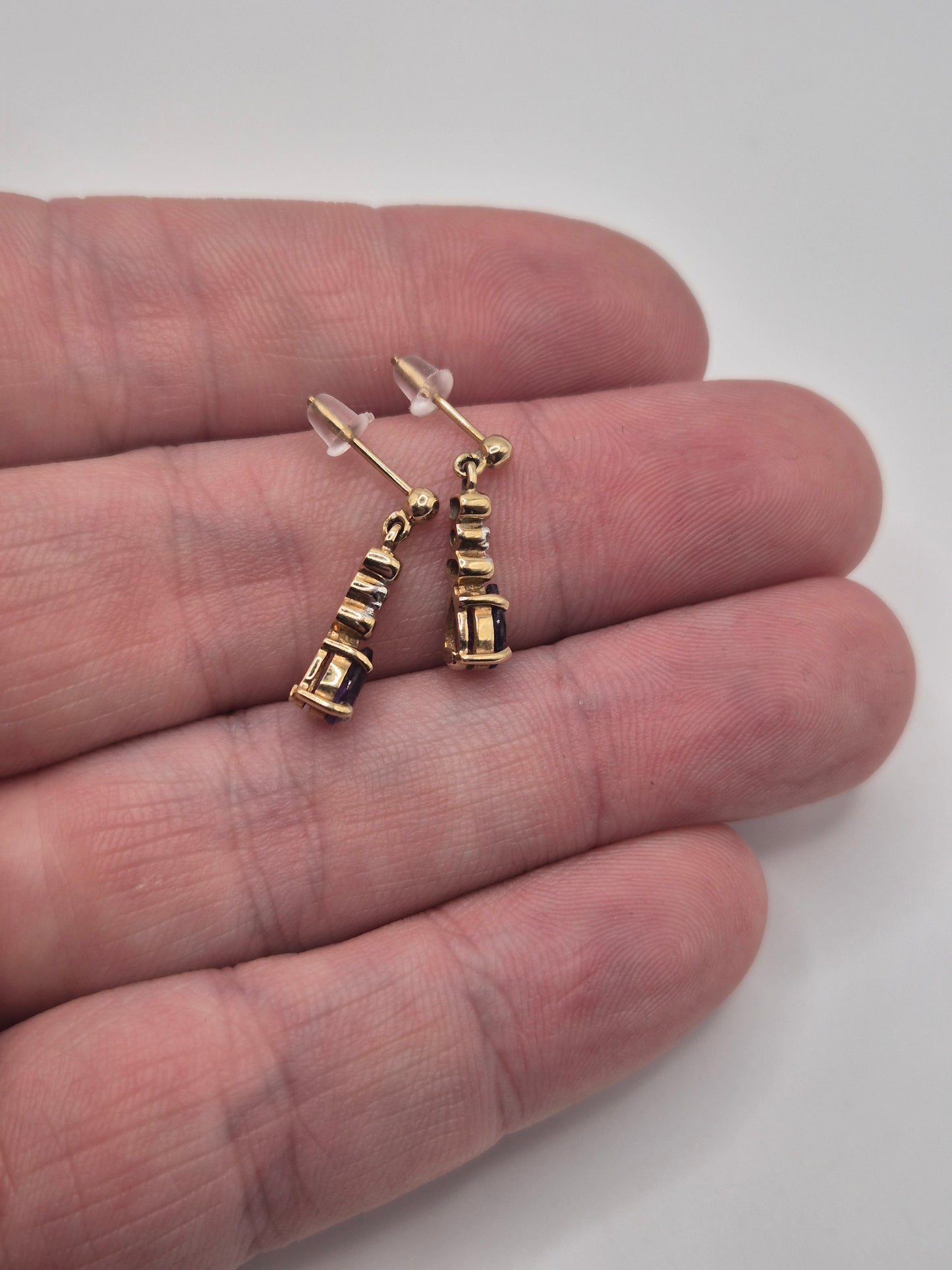 9ct gold amethyst and diamond earrings