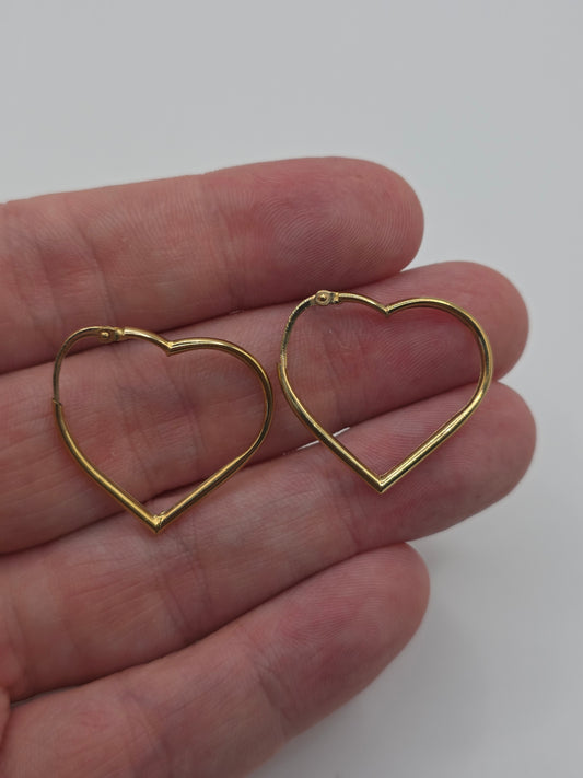 9ct gold heart creole earrings