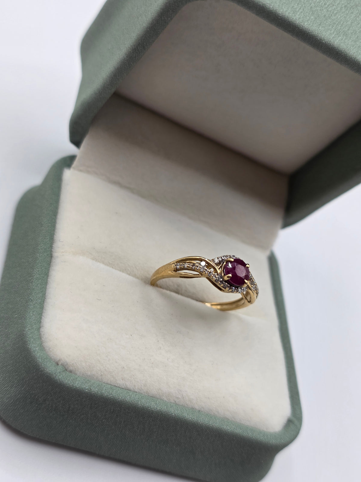 9ct gold ruby and diamond ring