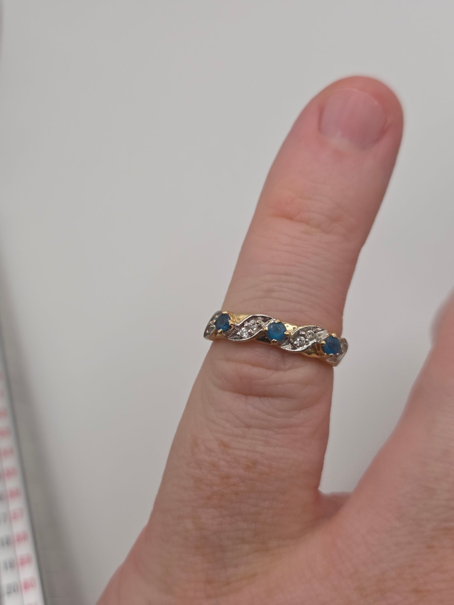 9ct gold blue apatite and diamond ring