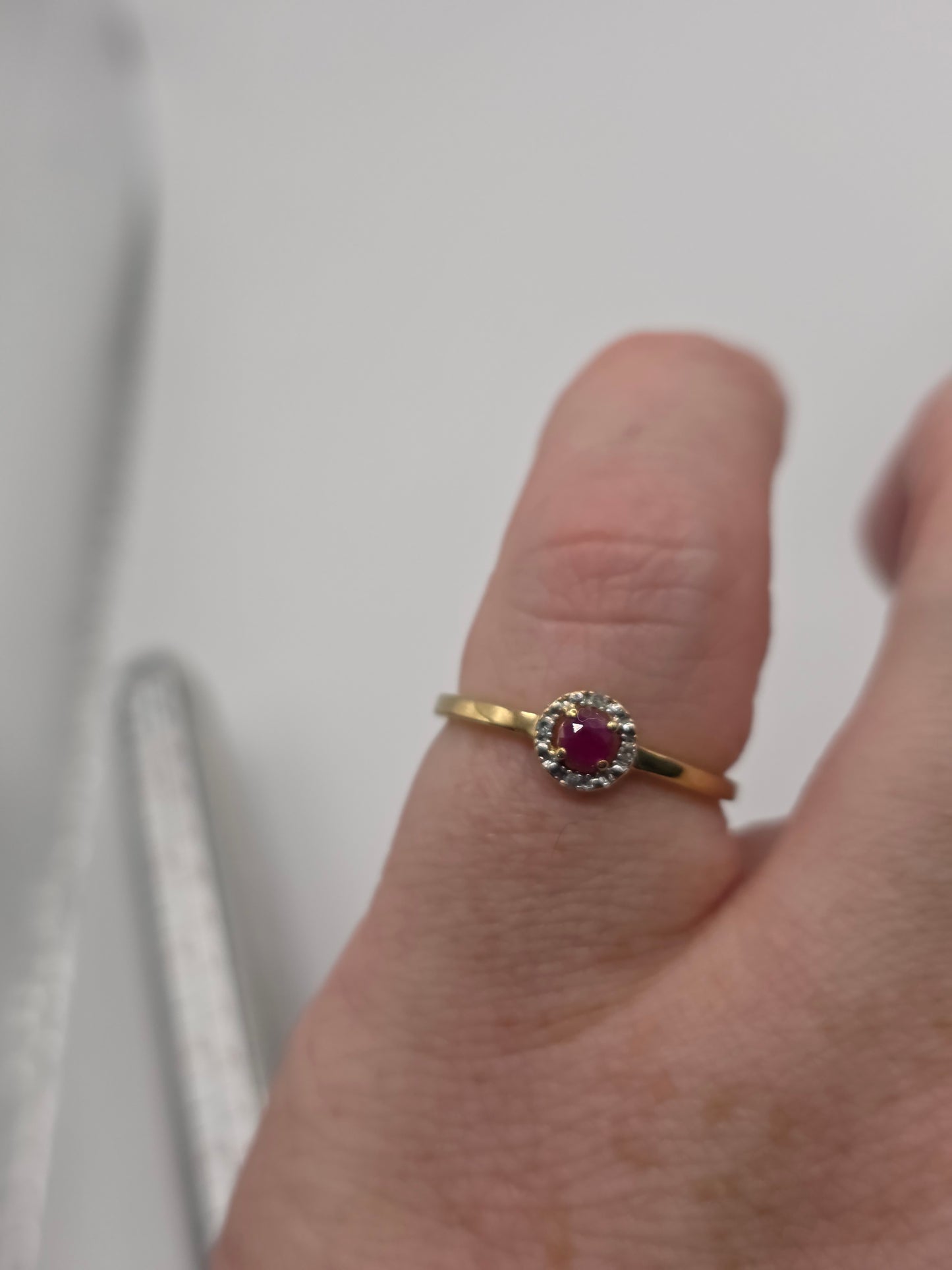 9ct gold ruby and diamond ring