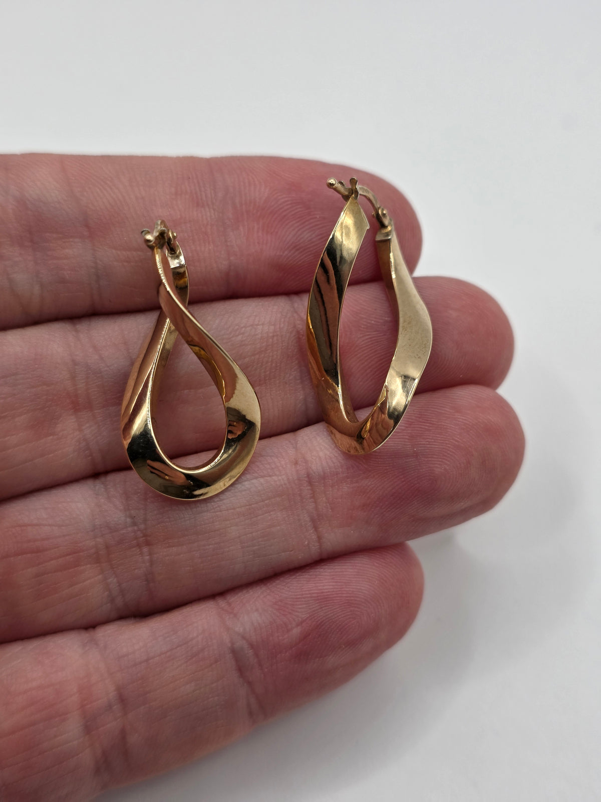 9ct gold twisted creole earrings