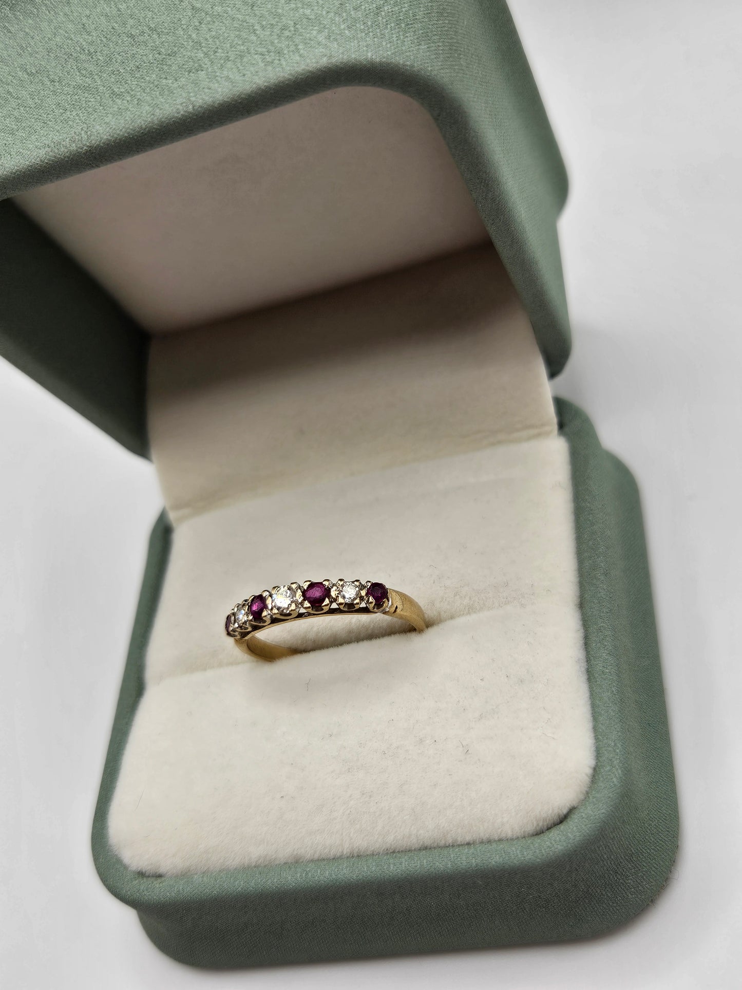 9ct gold ruby and cz ring