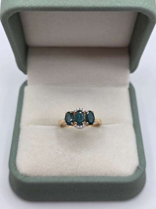 9ct gold tourmaline and zircon ring