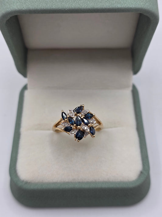 9ct gold sapphire and diamond ring