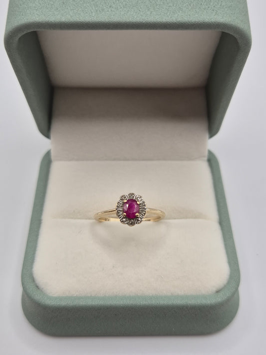 9ct gold ruby and diamond ring