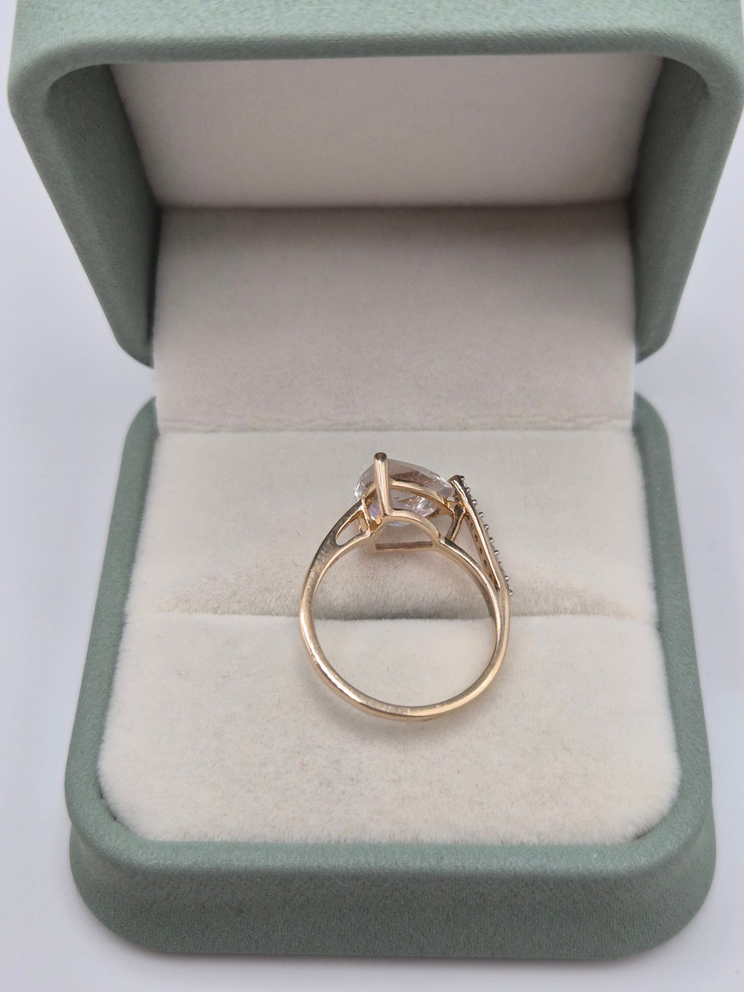 9ct gold coated topaz and white zircon ring