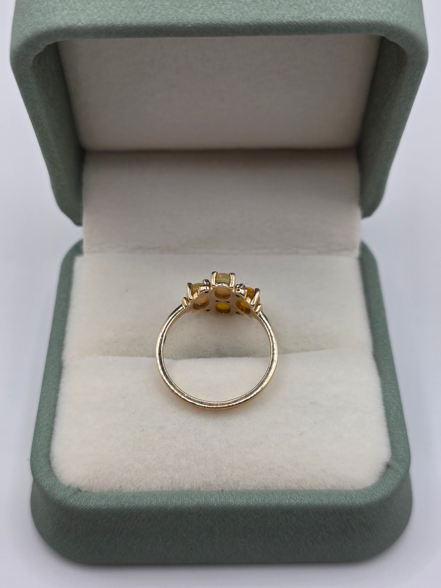 9ct gold opal and zircon ring