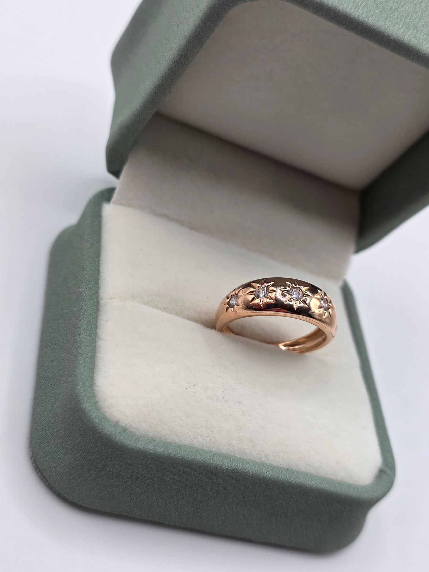 14ct rose gold cz gypsy ring