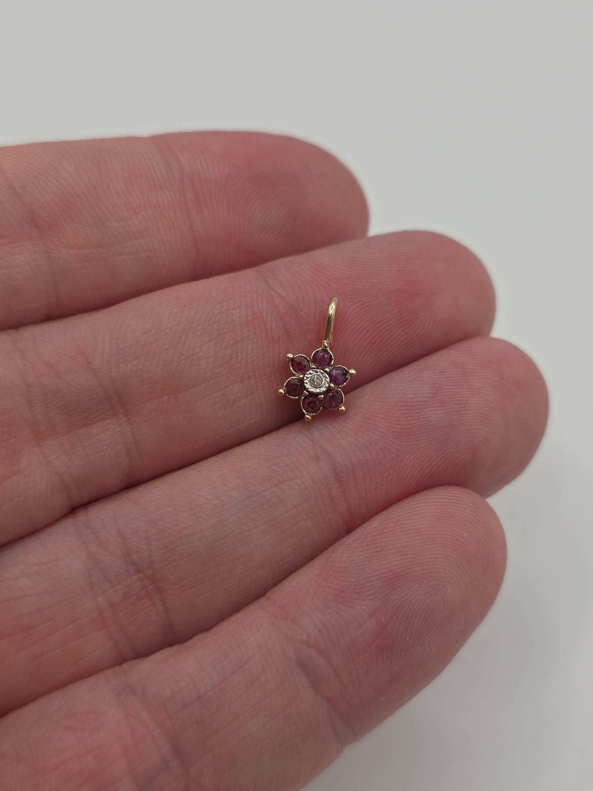 9ct gold ruby and diamond pendant