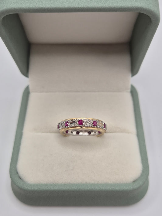 9ct gold ruby and diamond eternity ring