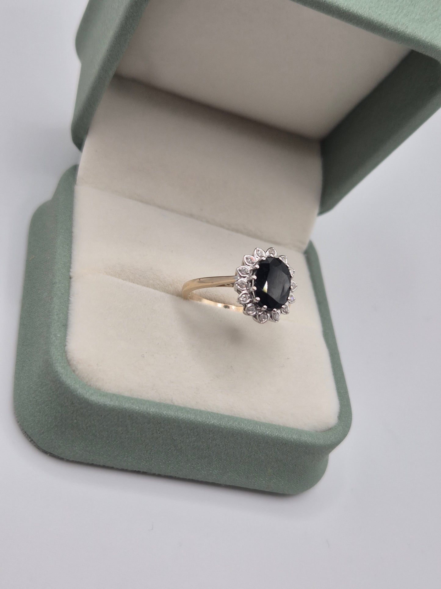 9ct gold sapphire and diamond ring