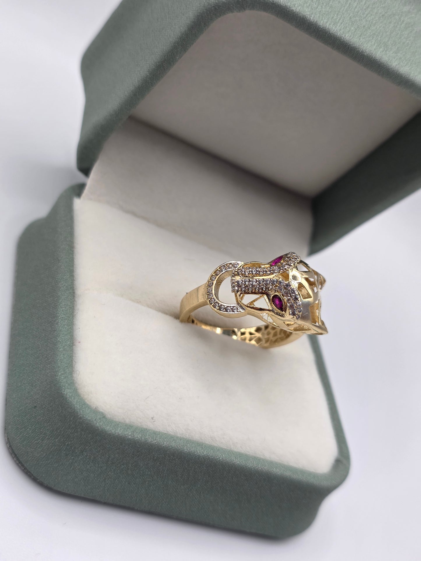 LAYAWAY - DO NOT BUY 14ct gold ruby and cz panther ring