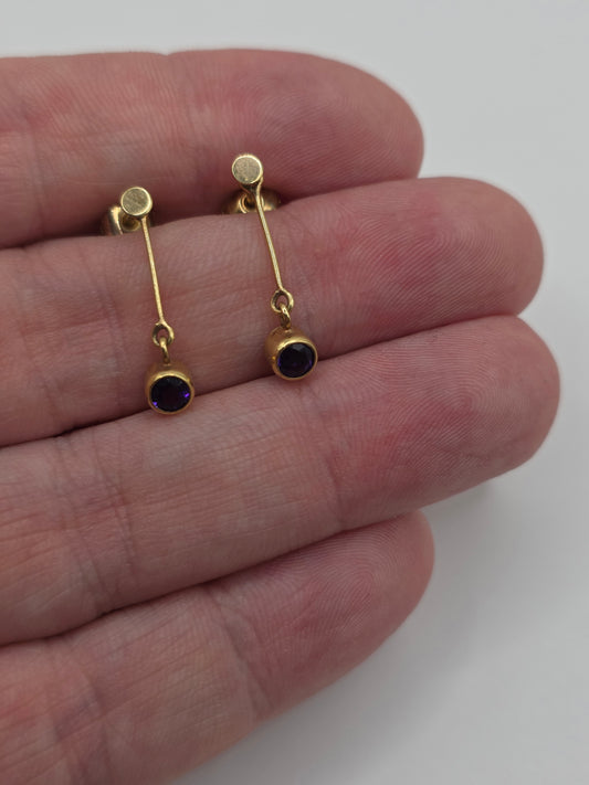 9ct gold amethyst earrings