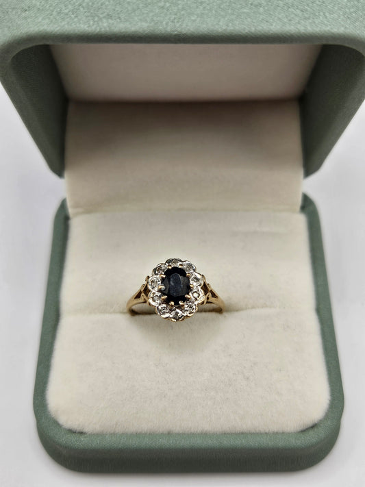 9ct gold sapphire and diamond ring