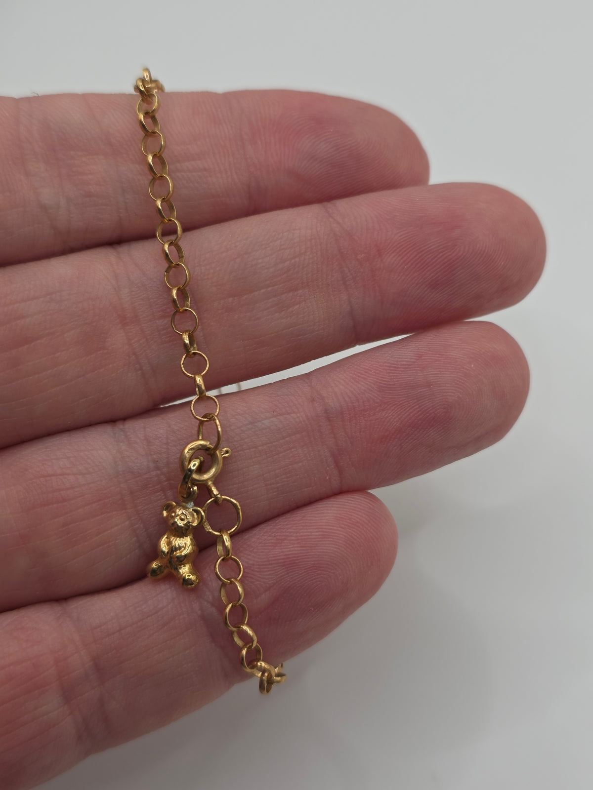 9ct gold teddy bear belcher bracelet