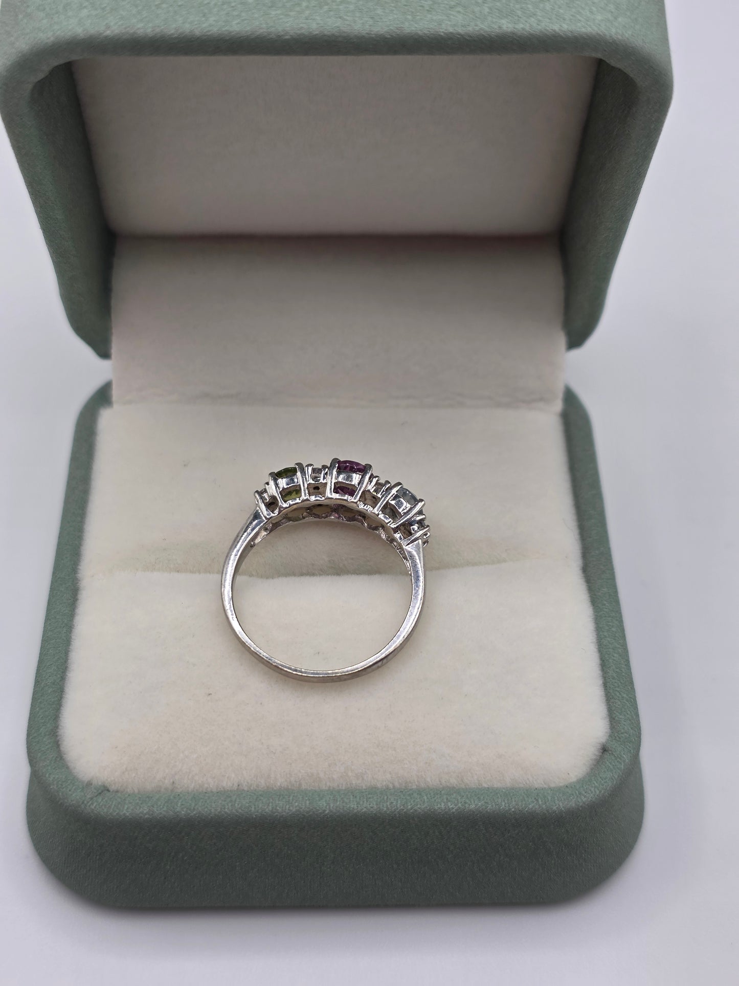 9ct white gold multigem ring