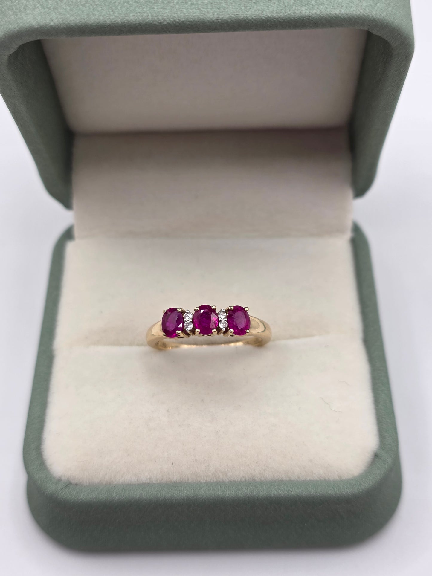 9ct gold ruby and white zircon ring