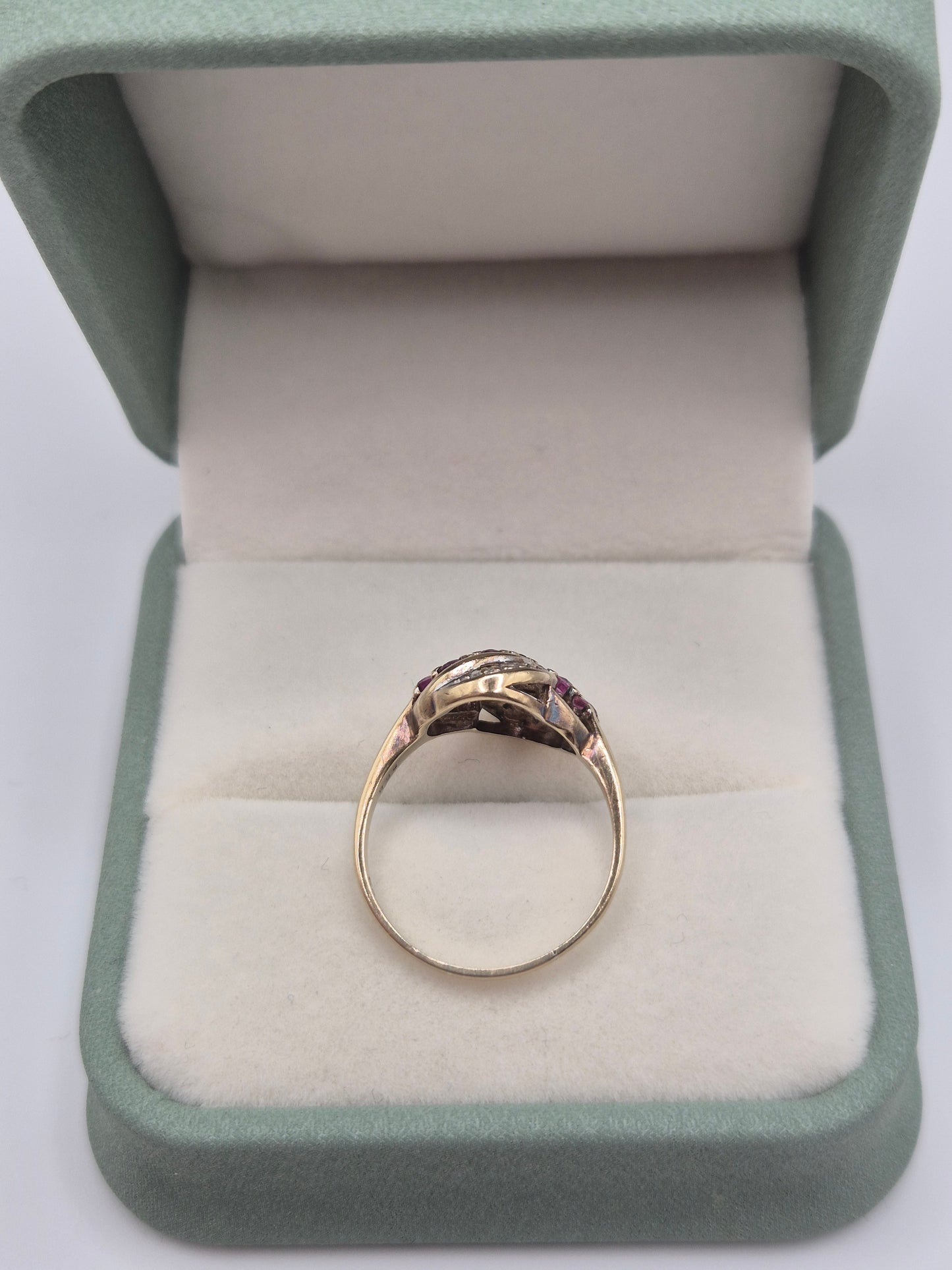 9ct gold ruby and diamond ring
