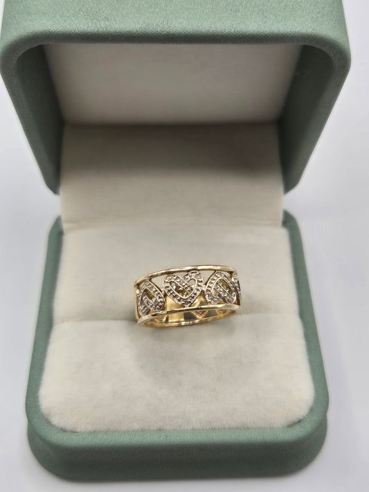 9ct gold diamond heart eternity ring