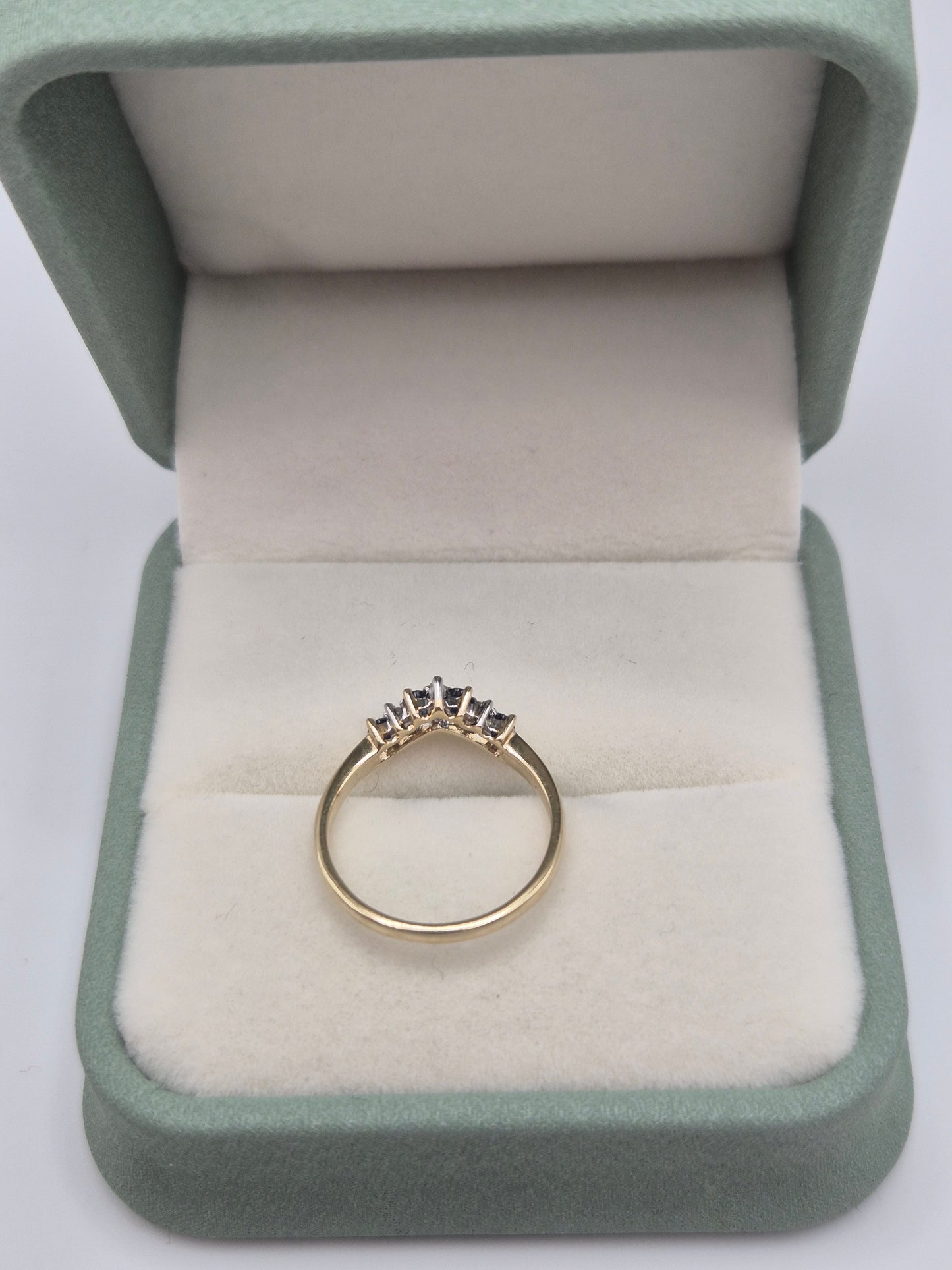 9ct gold sapphire and diamond wishbone ring