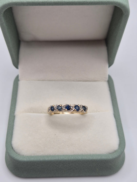9ct gold sapphire and diamond ring