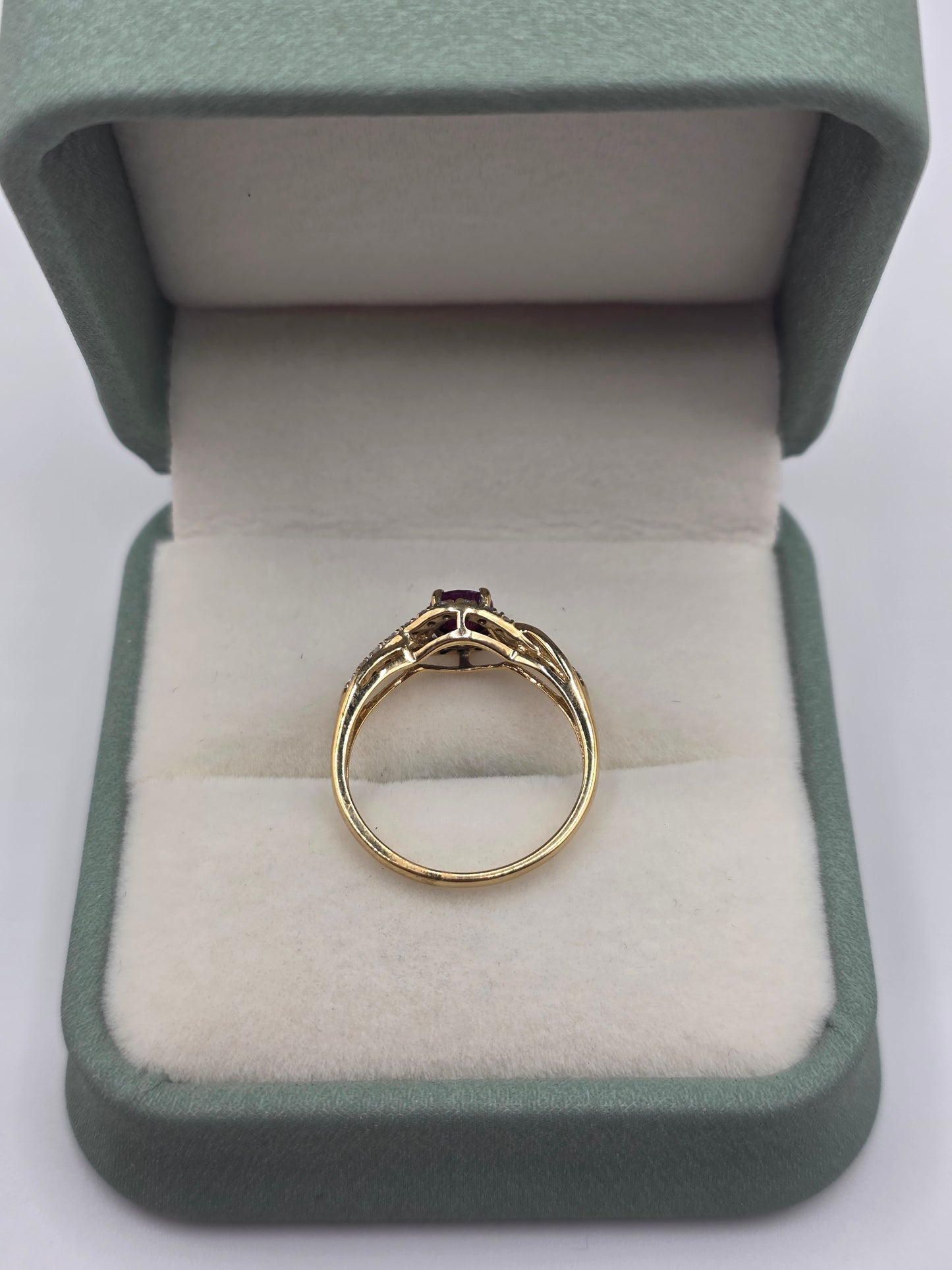 9ct gold ruby and diamond ring