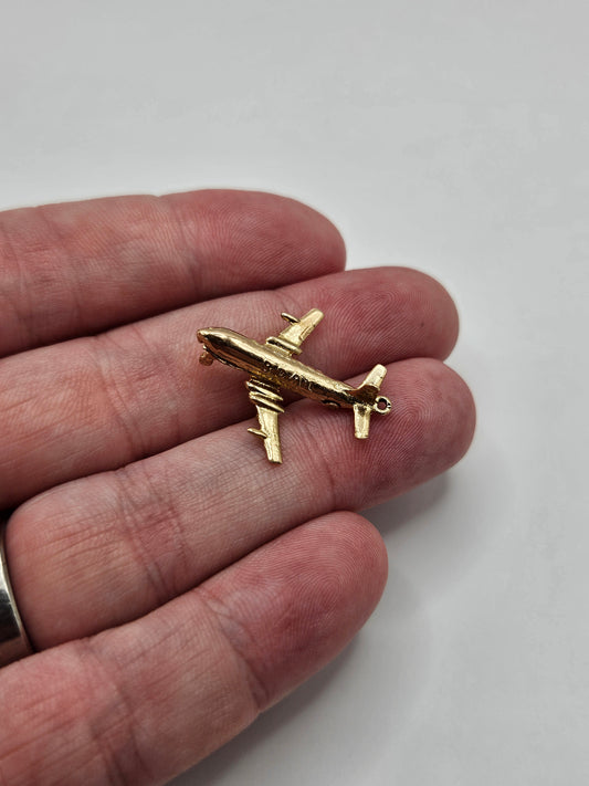 9ct gold plane charm